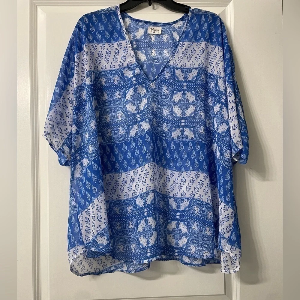 Show me your mumu sheer blouse size small summer swim coverup coastal grandma - Picture 2 of 5